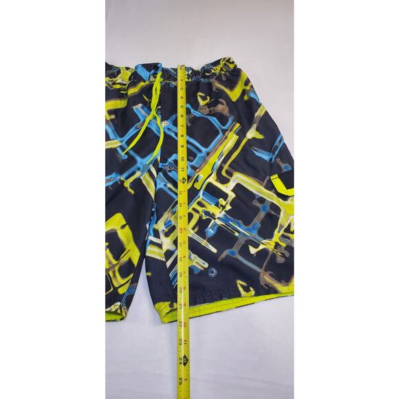 Nike Swim Size L Cargo Shorts Adult Black Yellow Swim Board Trunks Ca12 - Picture 2 of 7